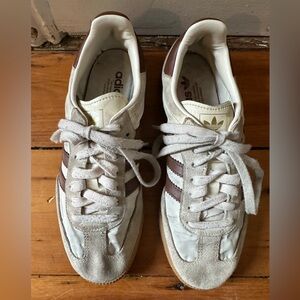 Adidas Cream and Brown Classic Sneakers